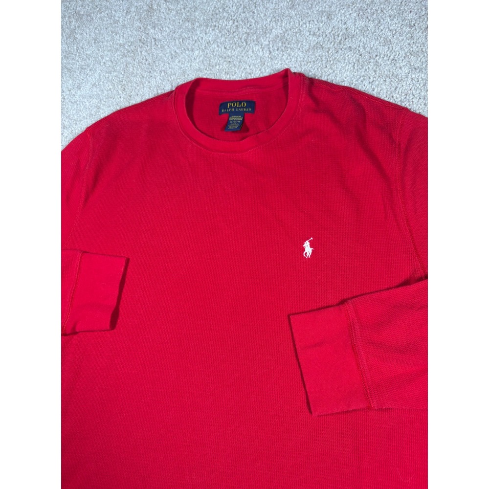 Polo Ralph Lauren Red Waffle Knit Thermal Long Sleeve Sleepwear Shirt XL